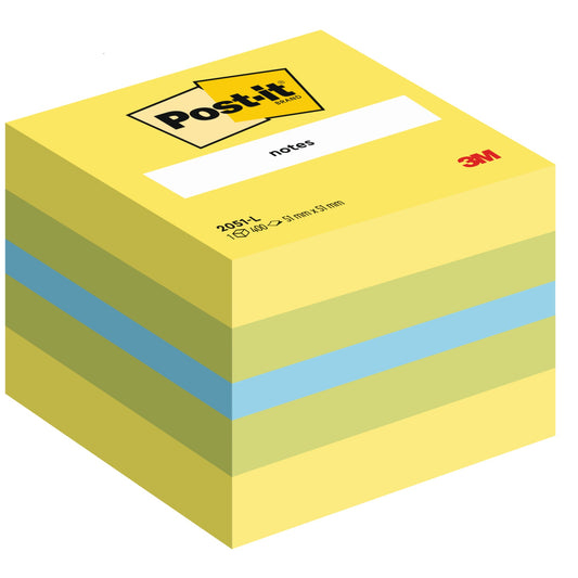 Post-it® Haftnotizwürfel Mini 51 x 40 x 51 mm (B x H x T) neongelb, limonengrün, paradiseblau 400 Bl.