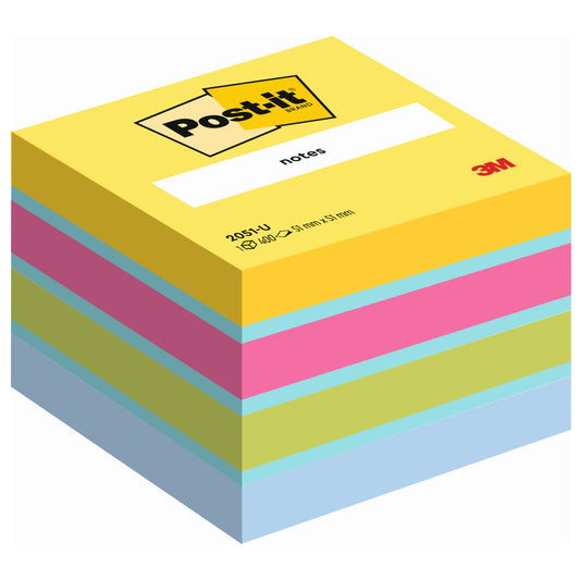 Post-it® Haftnotizwürfel Mini 51 x 40 x 51 mm (B x H x T) ultragelb, türkis, powerpink, limonengrün, zenblau 400 Bl.