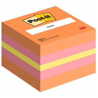 Post-it® Haftnotizwürfel Mini 51 x 40 x 51 mm (B x H x T) wassermelonenrot, vitalorange, guavapink 400 Bl.