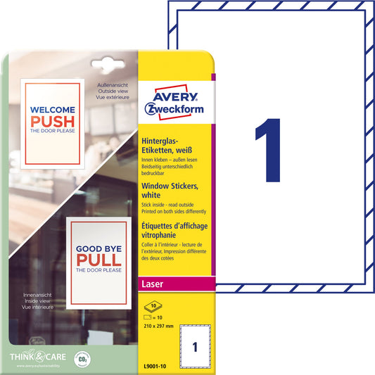 Avery Zweckform Hinweisetikett 210 x 297 mm (B x H) Polypropylen, Papier weiß 10 Etik./Pack.