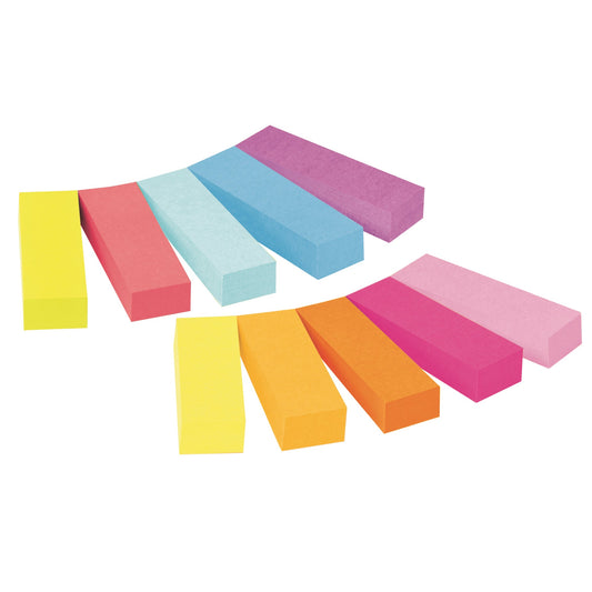 Post-it® Haftmarker Page Marker schmal 50 x 15 mm (B x H) gelb, ultragelb, vitalorange, powerpink, lila, flieder, paradiseblau, türkis, guavapink, neongrün 50 Bl./Block 10 Block/Pack.
