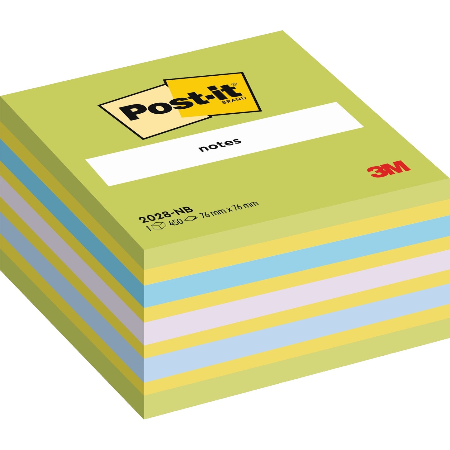 Post-it® Haftnotizwürfel 76 x 45 x 76 mm (B x H x T) neongrün, neongelb, paradiseblau, flieder, retroblau 450 Bl.