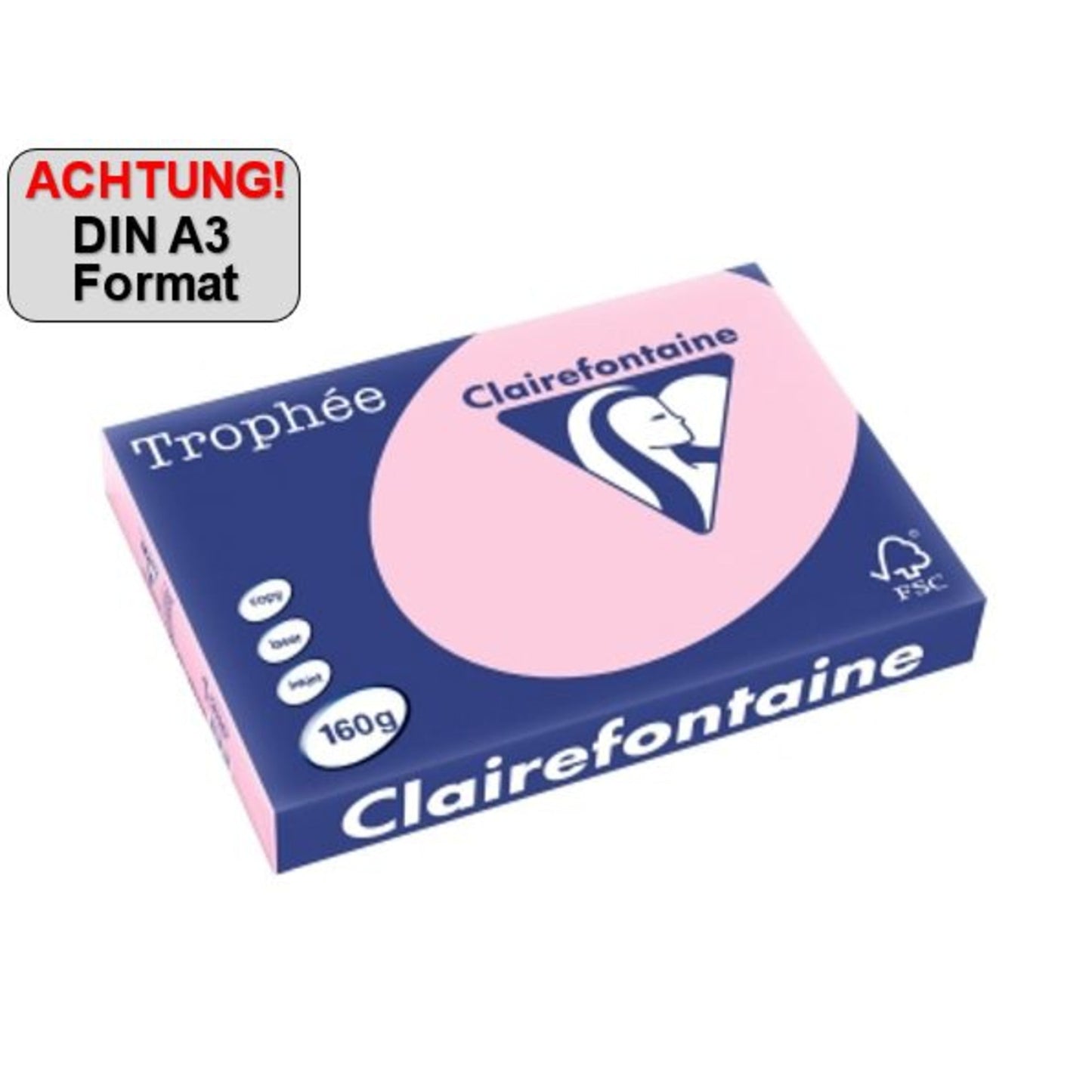 Clairefontaine Kopierpapier Trophée Color DIN A3 120g/m² elementar chlorfrei gebleicht, holzfrei rosa 250 Bl./Pack.