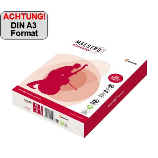 MAESTRO® Kopierpapier Standard + DIN A3 80g/m² holzfrei weiß 500 Bl./Pack.