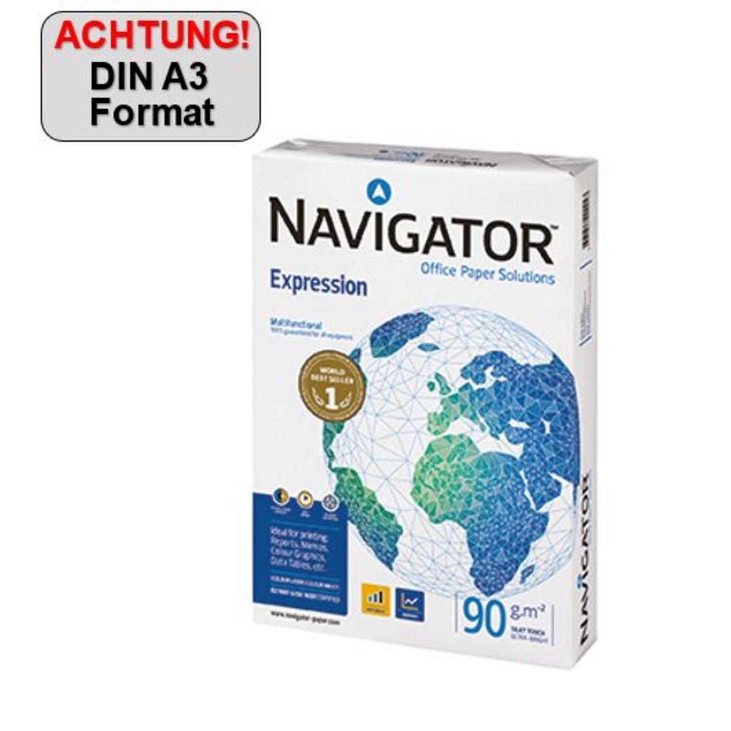 Navigator Multifunktionspapier Expression DIN A3 90g/m² hochweiß 500 Bl./Pack.