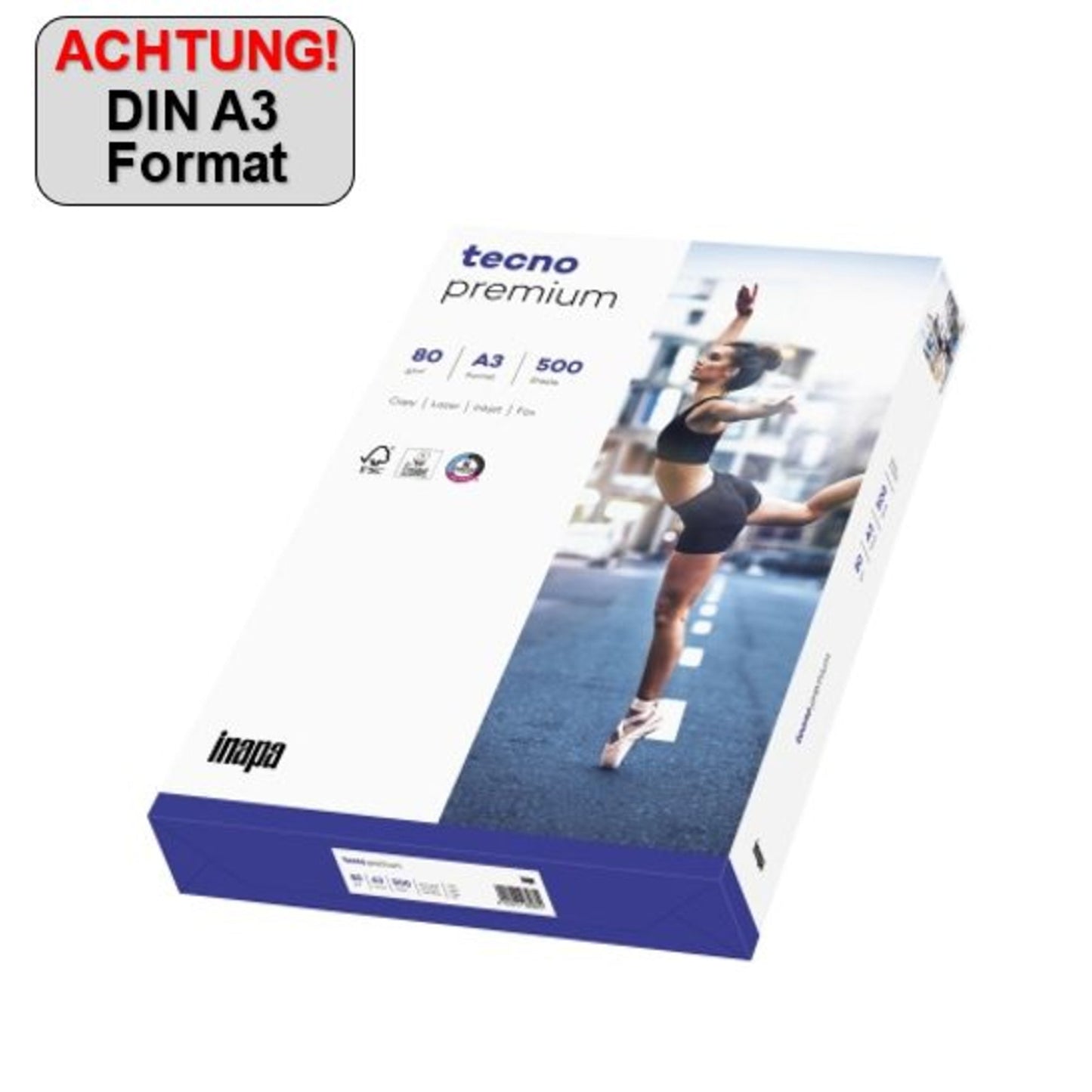 tecno Kopierpapier Premium DIN A3 80g/m² weiß 500 Bl./Pack.
