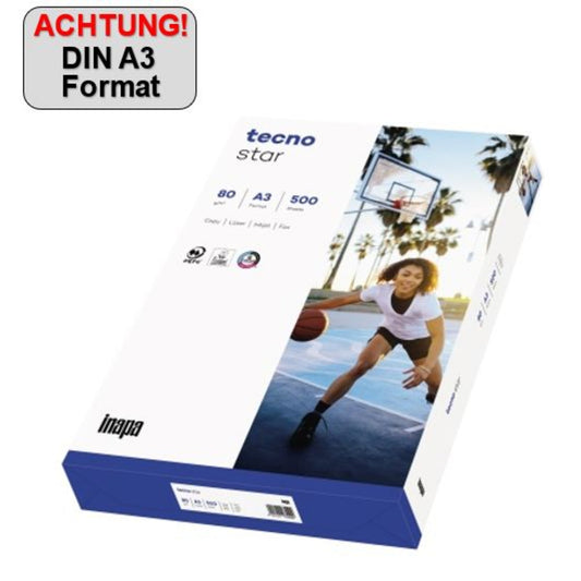 tecno Kopierpapier Star DIN A3 80g/m² chlorfrei gebleicht weiß 500 Bl./Pack.