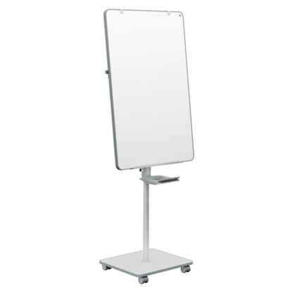 Nobo® Mobiles Flipchart Move & Meet mit Ablageschale Rechteckfuß mit 4 Rollen Stahl grau