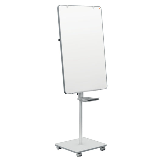 Nobo® Mobiles Flipchart Move & Meet mit Ablageschale Rechteckfuß mit 4 Rollen Stahl grau