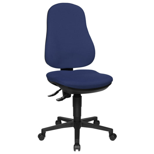 TOPSTAR Bürodrehstuhl Point 70 41-53cm Permanentkontaktmechanik Rolle hart gebremst (für Teppichboden) optionales Zubehör: Armlehnen 7082: SU(B), Rolle weich gebremmst (für Hartboden) 6991 Polyamid blau