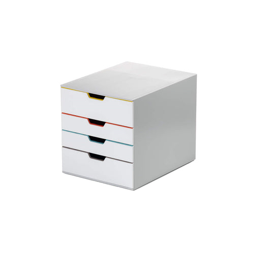 DURABLE Schubladenbox VARICOLOR® MIX 4 4 Schubladen DIN A4, DIN C4, Folio, Letter ABS Kunststoff/Polystyrol Gehäusefarbe: weiß Farbe der Schublade: weiß/mehrfarbig