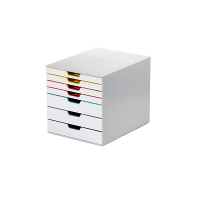 DURABLE Schubladenbox VARICOLOR® MIX 7 7 Schubladen DIN A4, DIN C4, Folio, Letter ABS Kunststoff/Polystyrol Gehäusefarbe: weiß Farbe der Schublade: weiß/mehrfarbig