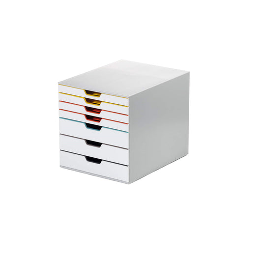 DURABLE Schubladenbox VARICOLOR® MIX 7 7 Schubladen DIN A4, DIN C4, Folio, Letter ABS Kunststoff/Polystyrol Gehäusefarbe: weiß Farbe der Schublade: weiß/mehrfarbig