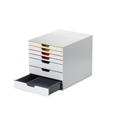 DURABLE Schubladenbox VARICOLOR® MIX 7 7 Schubladen DIN A4, DIN C4, Folio, Letter ABS Kunststoff/Polystyrol Gehäusefarbe: weiß Farbe der Schublade: weiß/mehrfarbig
