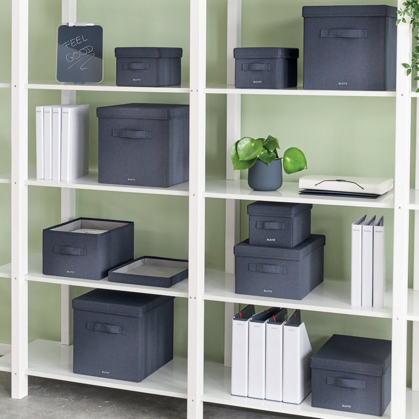 Leitz Aufbewahrungsbox Fabric mittel 28,5 x 20,3 x 38 cm (B x H x T) DIN A4 Karton/Stoff samtgrau 2 St./Pack.