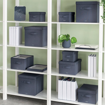 Leitz Aufbewahrungsbox Fabric mittel 28,5 x 20,3 x 38 cm (B x H x T) DIN A4 Karton/Stoff samtgrau 2 St./Pack.