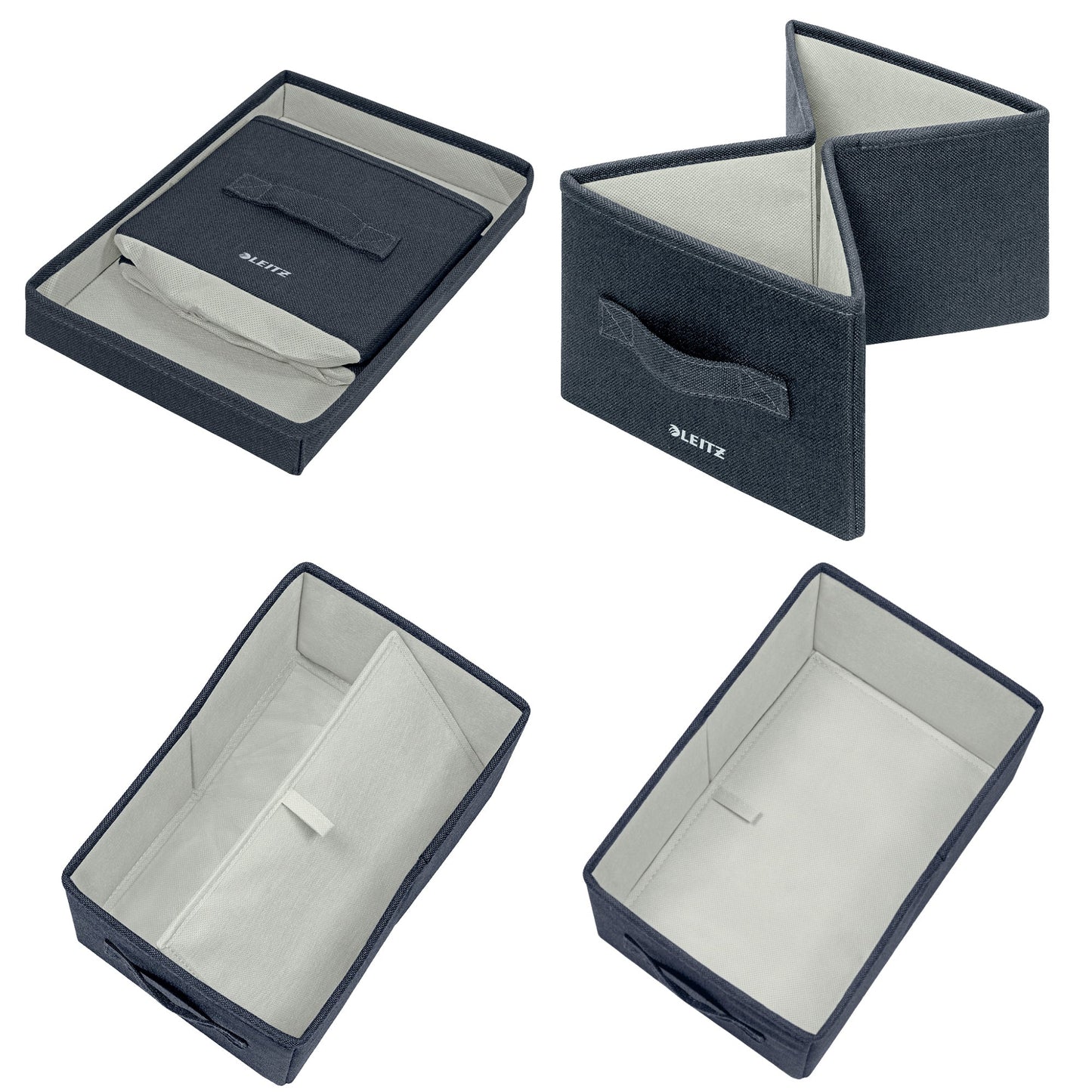 Leitz Aufbewahrungsbox Fabric klein 19 x 16 x 28,5 cm (B x H x T) Karton/Stoff samtgrau 2 St./Pack.