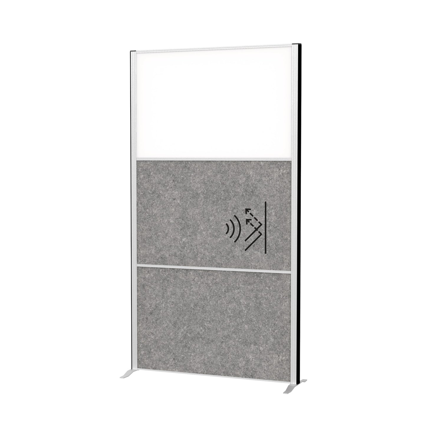 MAUL Stellwand MAULconnecto 100 x 182 cm (B x H) Zweibeinstativ Stahl, 100 % PES-Fasern, 20 % recycelt weiß, dunkelgrau