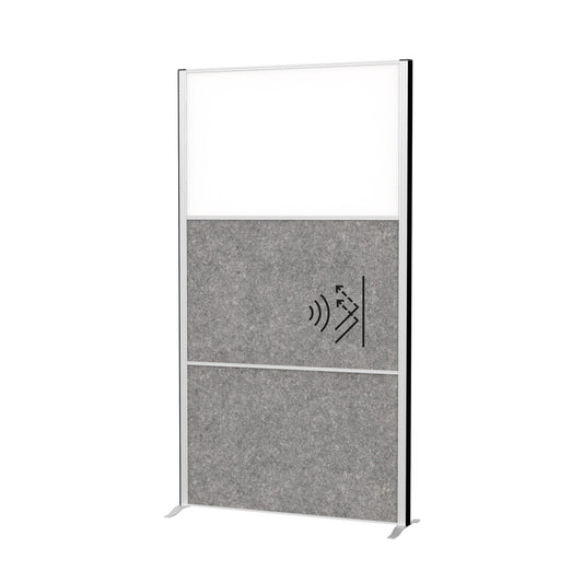 MAUL Stellwand MAULconnecto 100 x 182 cm (B x H) Zweibeinstativ Stahl, 100 % PES-Fasern, 20 % recycelt weiß, dunkelgrau