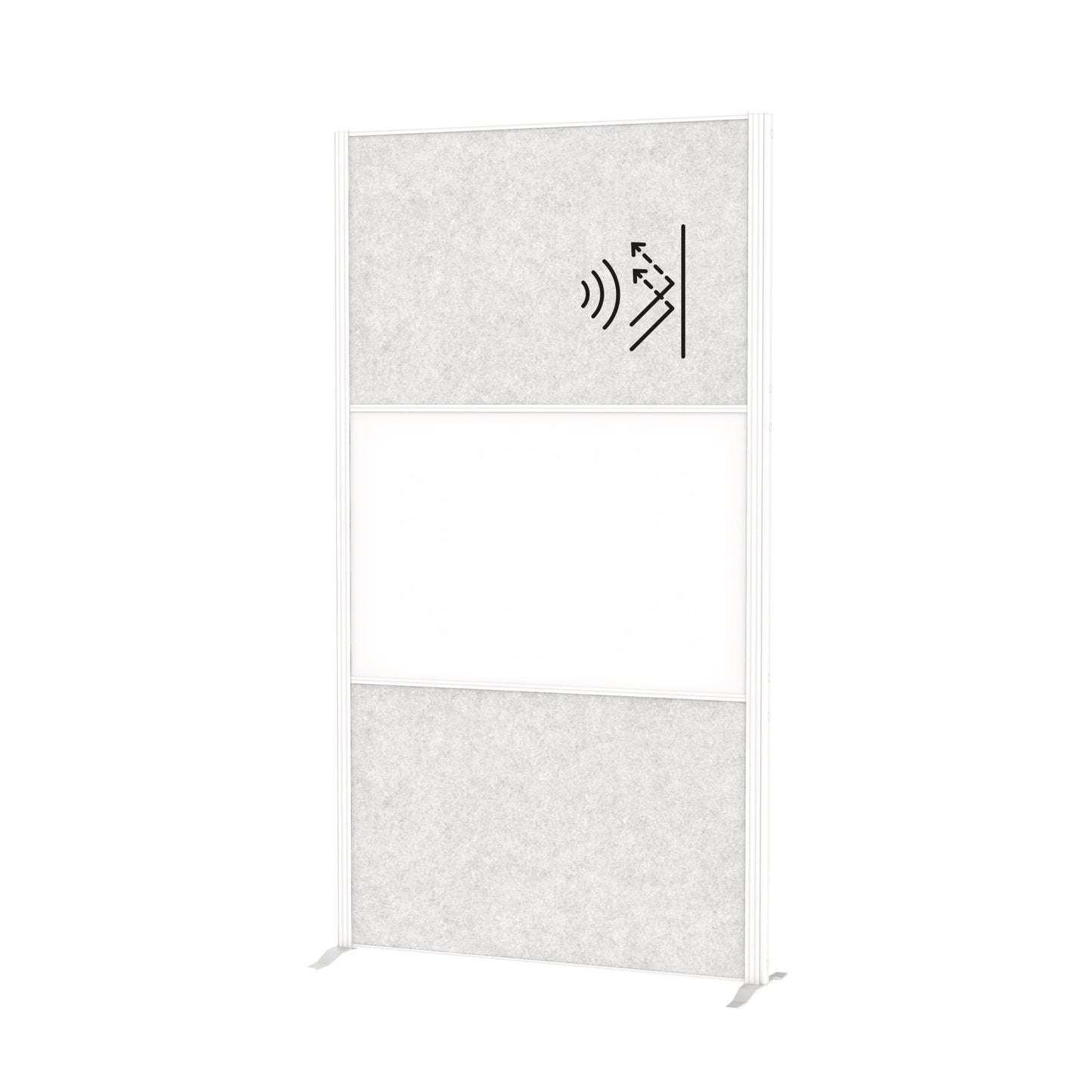 MAUL Stellwand MAULconnecto 100 x 182 cm (B x H) Zweibeinstativ Stahl, 100 % PES-Fasern, 20 % recycelt weiß, hellgrau