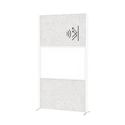 MAUL Stellwand MAULconnecto 100 x 182 cm (B x H) Zweibeinstativ Stahl, 100 % PES-Fasern, 20 % recycelt weiß, hellgrau