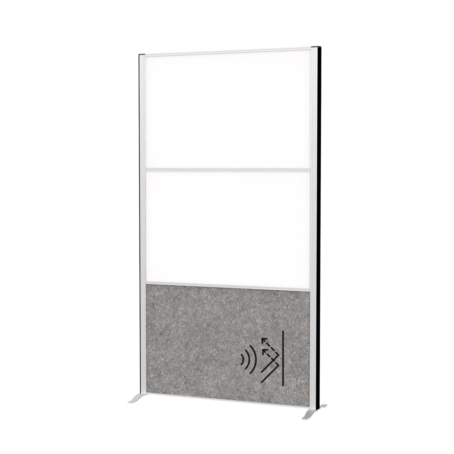 MAUL Stellwand MAULconnecto 100 x 182 cm (B x H) Zweibeinstativ Stahl, 100 % PES-Fasern, 20 % recycelt weiß, dunkelgrau