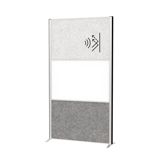 MAUL Stellwand MAULconnecto 100 x 182 cm (B x H) Zweibeinstativ Stahl, 100 % PES-Fasern, 20 % recycelt hellgrau, weiß, dunkelgrau