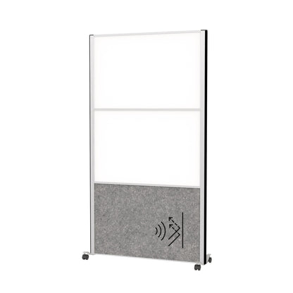 MAUL Stellwand MAULconnecto 100 x 182 cm (B x H) Zweibeinstativ Stahl, 100 % PES-Fasern, 20 % recycelt weiß, dunkelgrau