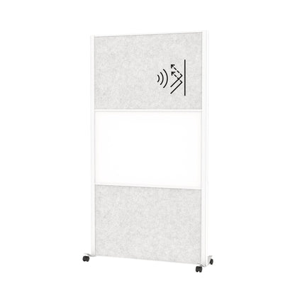 MAUL Stellwand MAULconnecto 100 x 182 cm (B x H) Zweibeinstativ Stahl, 100 % PES-Fasern, 20 % recycelt weiß, hellgrau