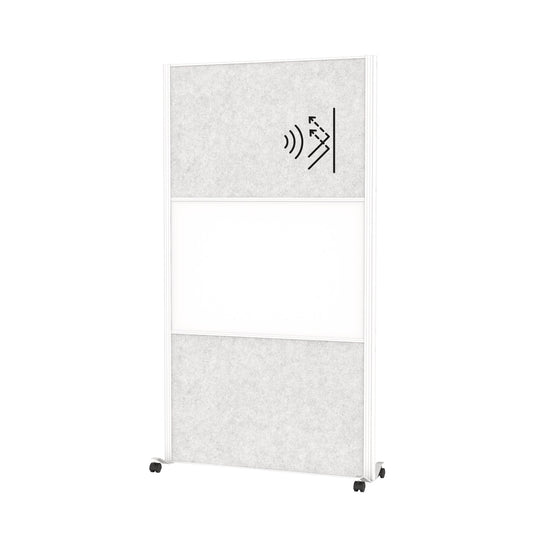 MAUL Stellwand MAULconnecto 100 x 182 cm (B x H) Zweibeinstativ Stahl, 100 % PES-Fasern, 20 % recycelt weiß, hellgrau