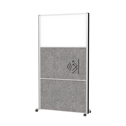 MAUL Stellwand MAULconnecto 100 x 182 cm (B x H) Zweibeinstativ Stahl, 100 % PES-Fasern, 20 % recycelt weiß, dunkelgrau