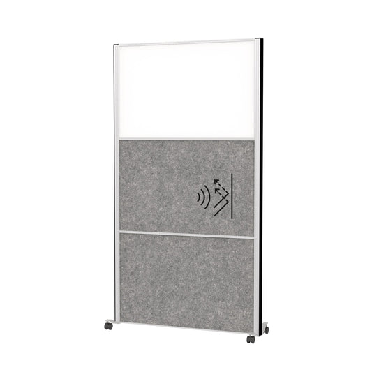 MAUL Stellwand MAULconnecto 100 x 182 cm (B x H) Zweibeinstativ Stahl, 100 % PES-Fasern, 20 % recycelt weiß, dunkelgrau