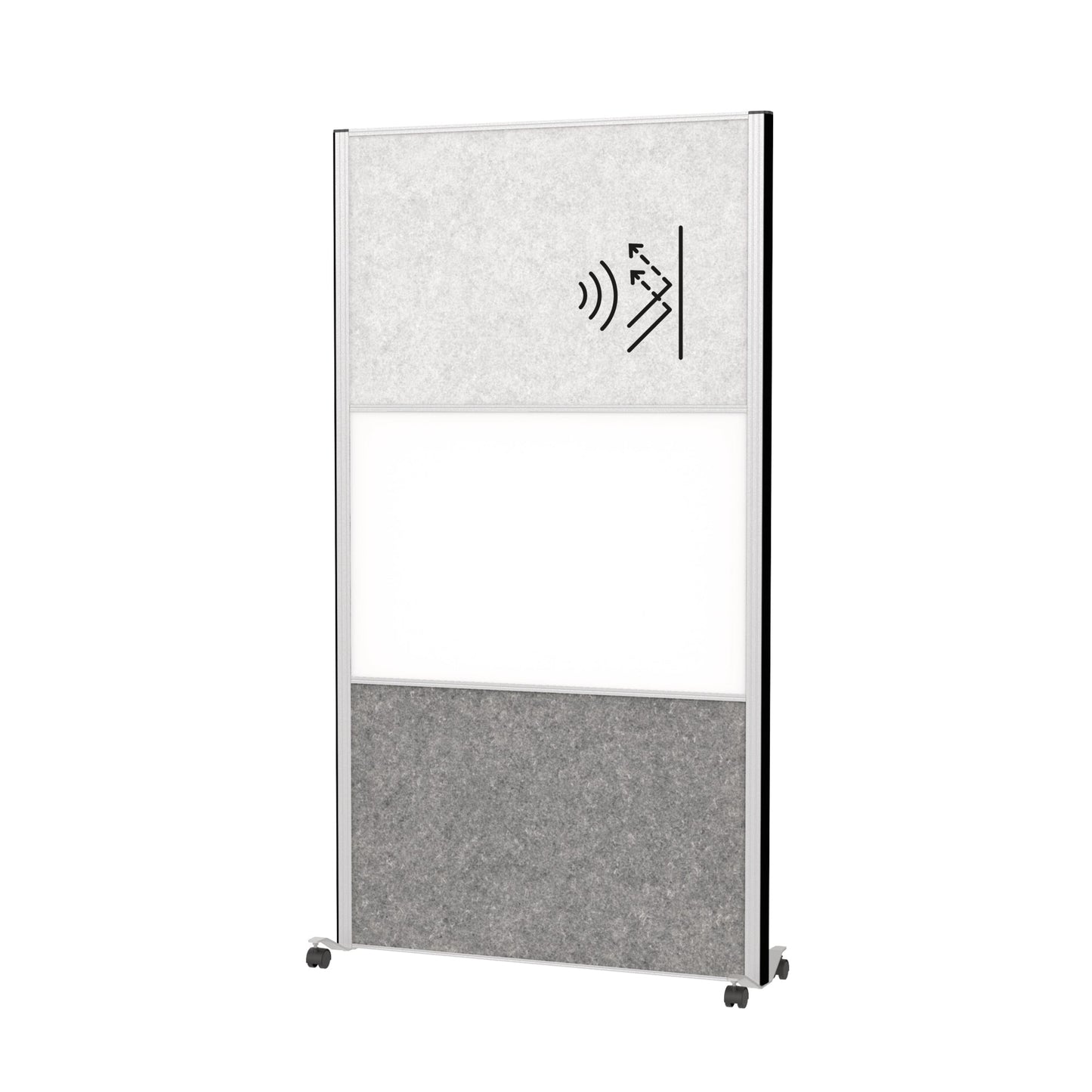 MAUL Stellwand MAULconnecto 100 x 182 cm (B x H) Zweibeinstativ Stahl, 100 % PES-Fasern, 20 % recycelt hellgrau, weiß, dunkelgrau