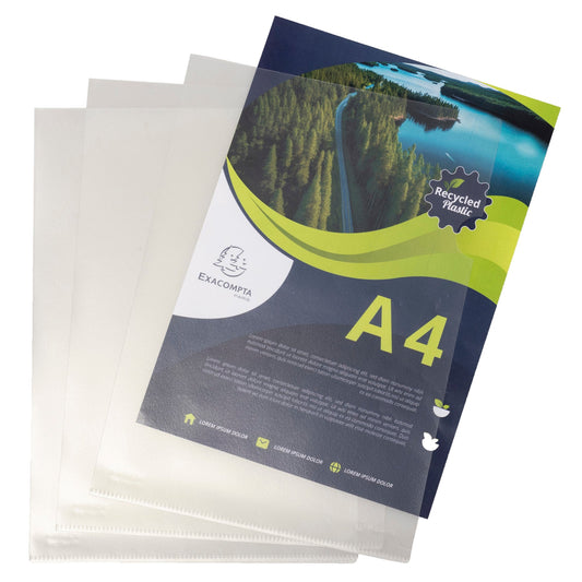 Exacompta Sichthülle Forever® DIN A4 120µm oben, rechts offen dokumentenecht Polypropylen, recycelt transparent genarbt 100 St./Pack.