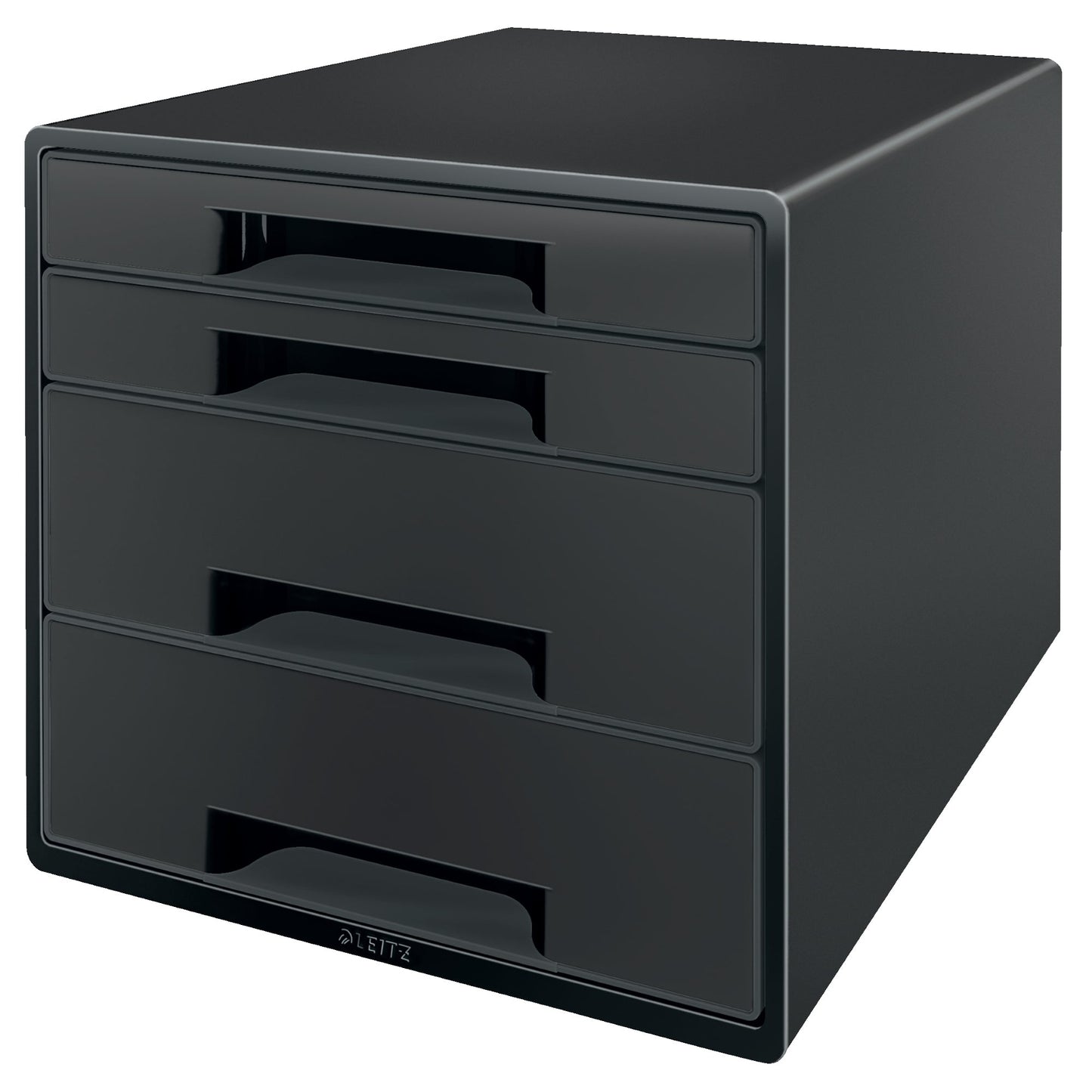 Leitz Schubladenbox Recycle CUBE 4 Schubladen DIN A4 Polystyrol, 90 % recycelt Gehäusefarbe: schwarz Farbe der Schublade: schwarz