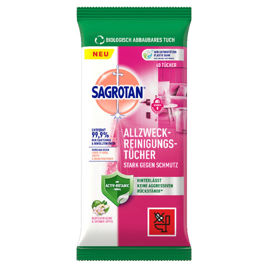Sagrotan Reinigungstücher Blütenfrische & grüner Apfel 60 St./Pack.