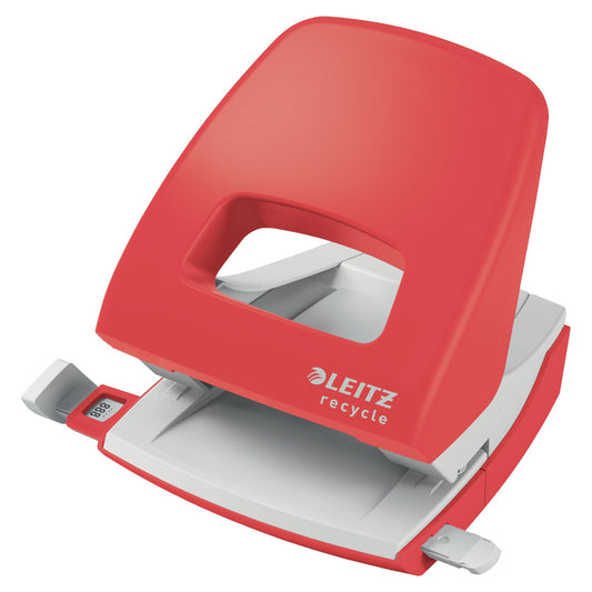 Leitz Locher NeXXt Recycle 8cm 30 Bl. (80 g/m²) mit Anschlagschiene rot