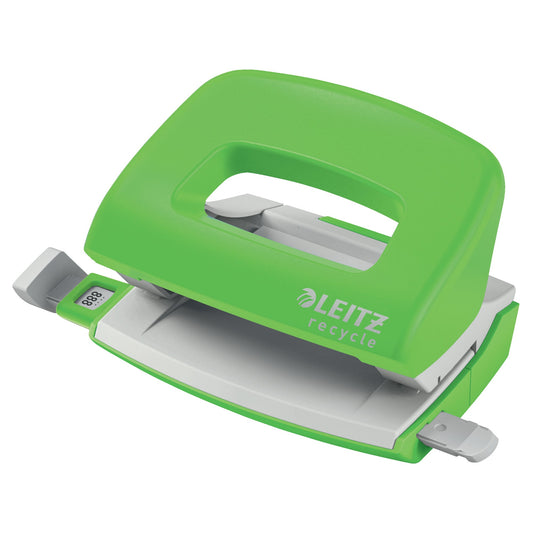 Leitz Locher NeXXt Recycle Mini 8cm 10 Bl. (80 g/m²) mit Anschlagschiene grün