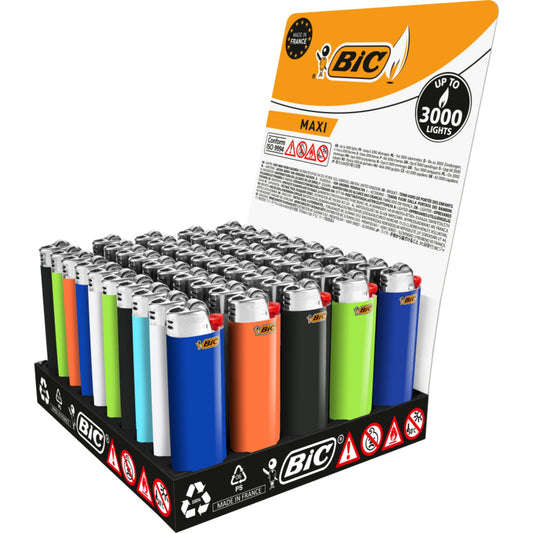 BIC® Feuerzeug Maxi Delrin farbig sortiert 50 St./Pack.