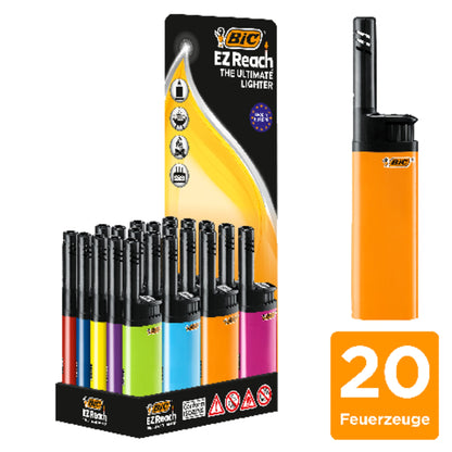 BIC® Feuerzeug EZ ReachT Delrin farbig sortiert 20 St./Pack.