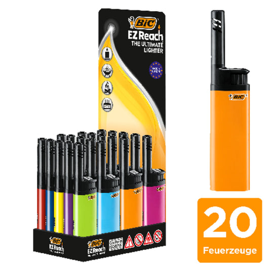 BIC® Feuerzeug EZ ReachT Delrin farbig sortiert 20 St./Pack.