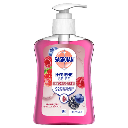 Sagrotan Flüssigseife HYDRA CARE Wildbeeren dermatologisch getestet Ausführung des Behälters: Pumpflasche Material des Behälters: Kunststoff 0,25l