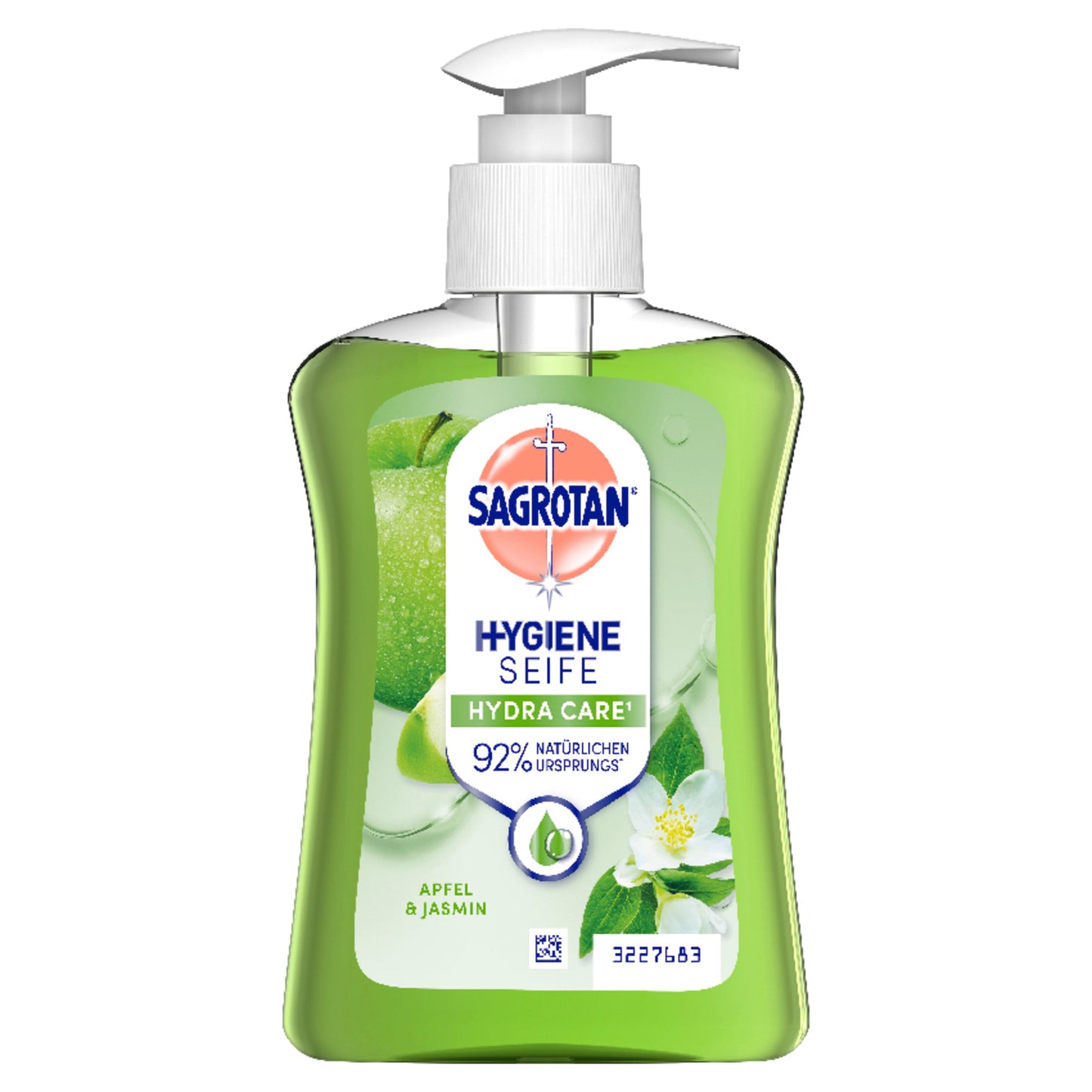 Sagrotan Flüssigseife HYDRA CARE Blühende Apfelwiese dermatologisch getestet Ausführung des Behälters: Pumpflasche Material des Behälters: Kunststoff 0,25l