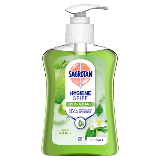 Sagrotan Flüssigseife HYDRA CARE Blühende Apfelwiese dermatologisch getestet Ausführung des Behälters: Pumpflasche Material des Behälters: Kunststoff 0,25l