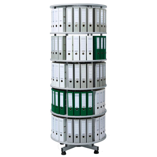 Ordnersäule 100cm 2,03m 5 Etagen 180 Ordner drehbar lichtgrau