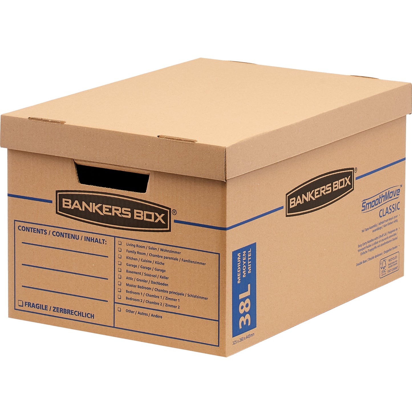 Bankers Box® Umzugskarton SmoothMoveT Classic 32,5 x 26 x 44,5 cm (B x H x T) Wellpappe braun
