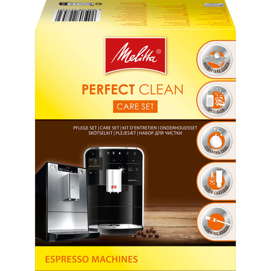 Melitta Kaffeeautomatreiniger-Set Perfect Clean Kaffeevollautomaten ANTI CALC Flüssigentkalker 250 ml, PERFECT CLEAN Reinigungstabs, PRO AQUA Wasserfilter, PERFECT CLEAN Mikrofasertuch, Reinigungspinsel