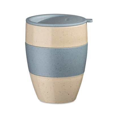 Koziol Thermobecher AROMA TO GO 2.0 Mehrweg 9,2 x 12 x 9,7 cm (B x H x T) 400ml TPE Kunststoff nature desert sand/nature flower blue