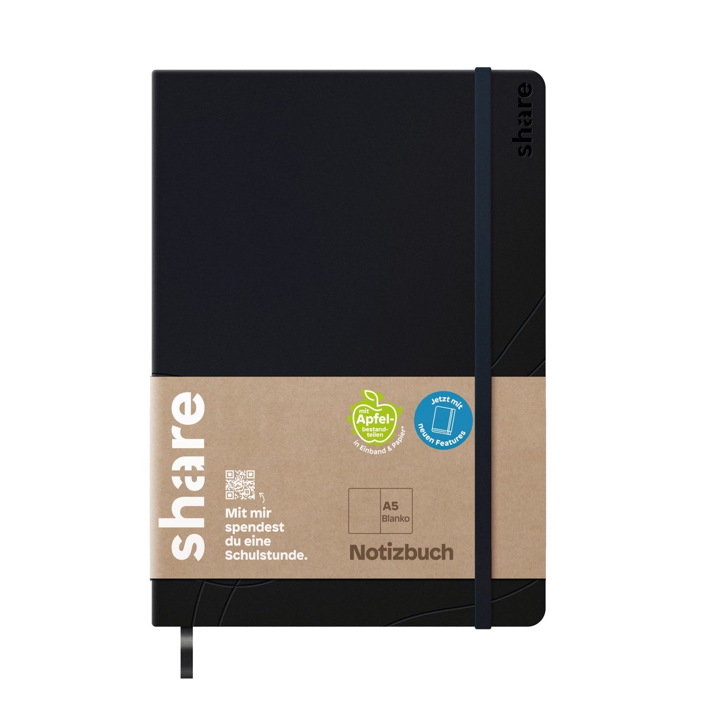 share Notizbuch DIN A5 blanko schwarz 96 Bl.