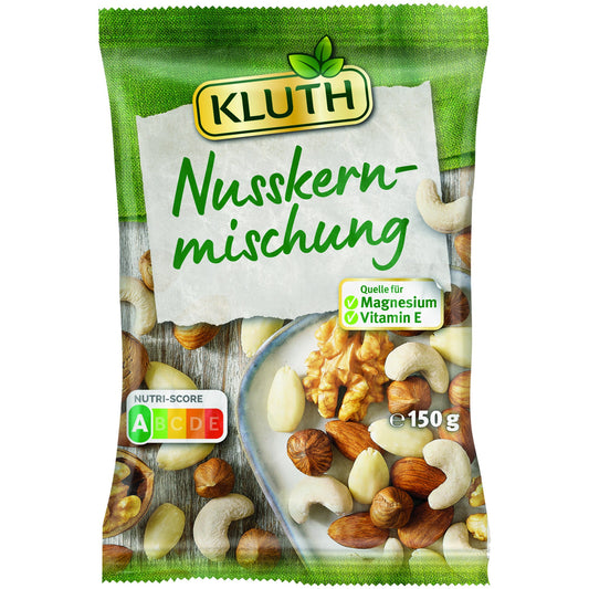 KLUTH Nussmischung Walnusskerne, knackige Haselnusskerne, milde Cashewkerne, Mandelkerne 150 g/Pack.